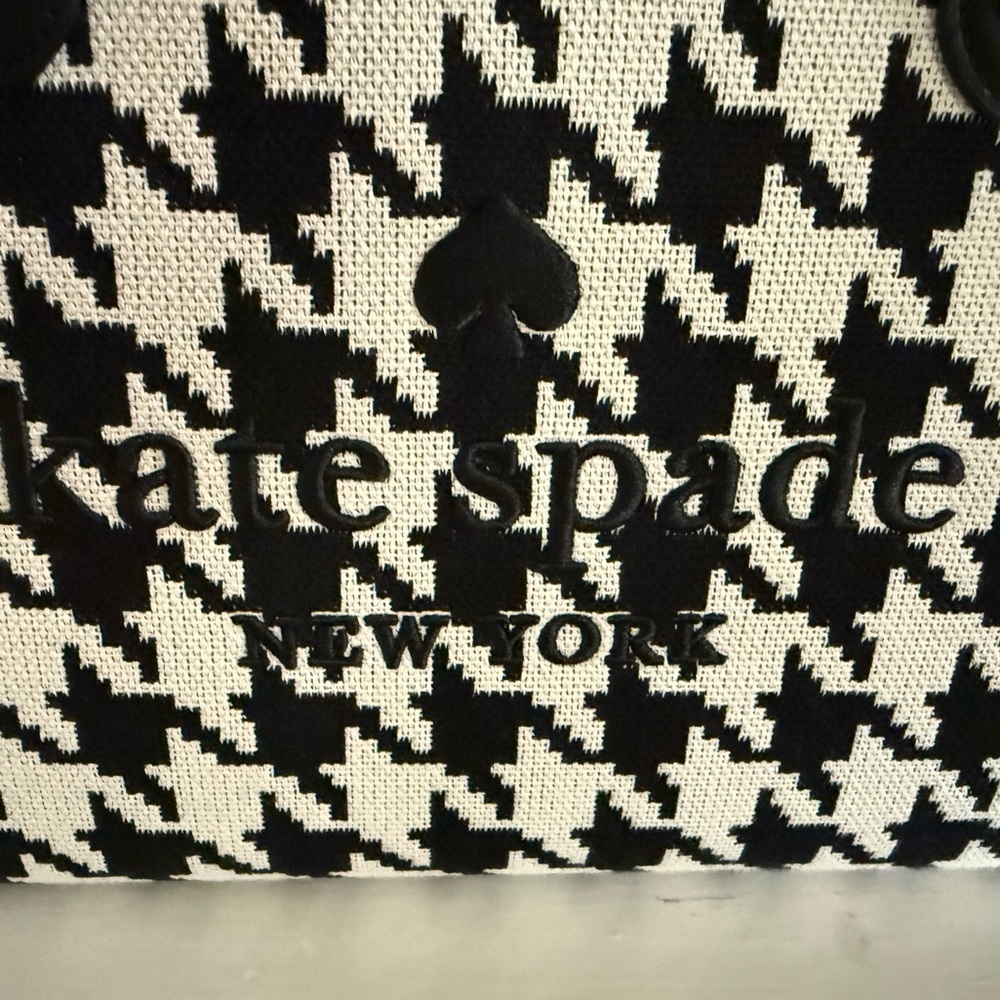 Kate Spade New York Ella Large Tote in Houndstooth Jacquard Black/ Multi NWT - Picture 2 of 5